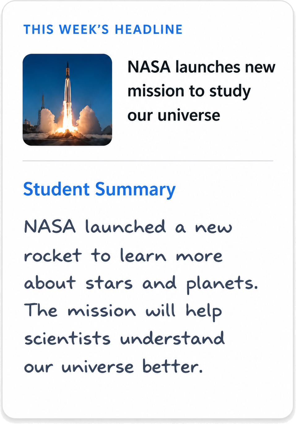 Sample news headlines writing summary